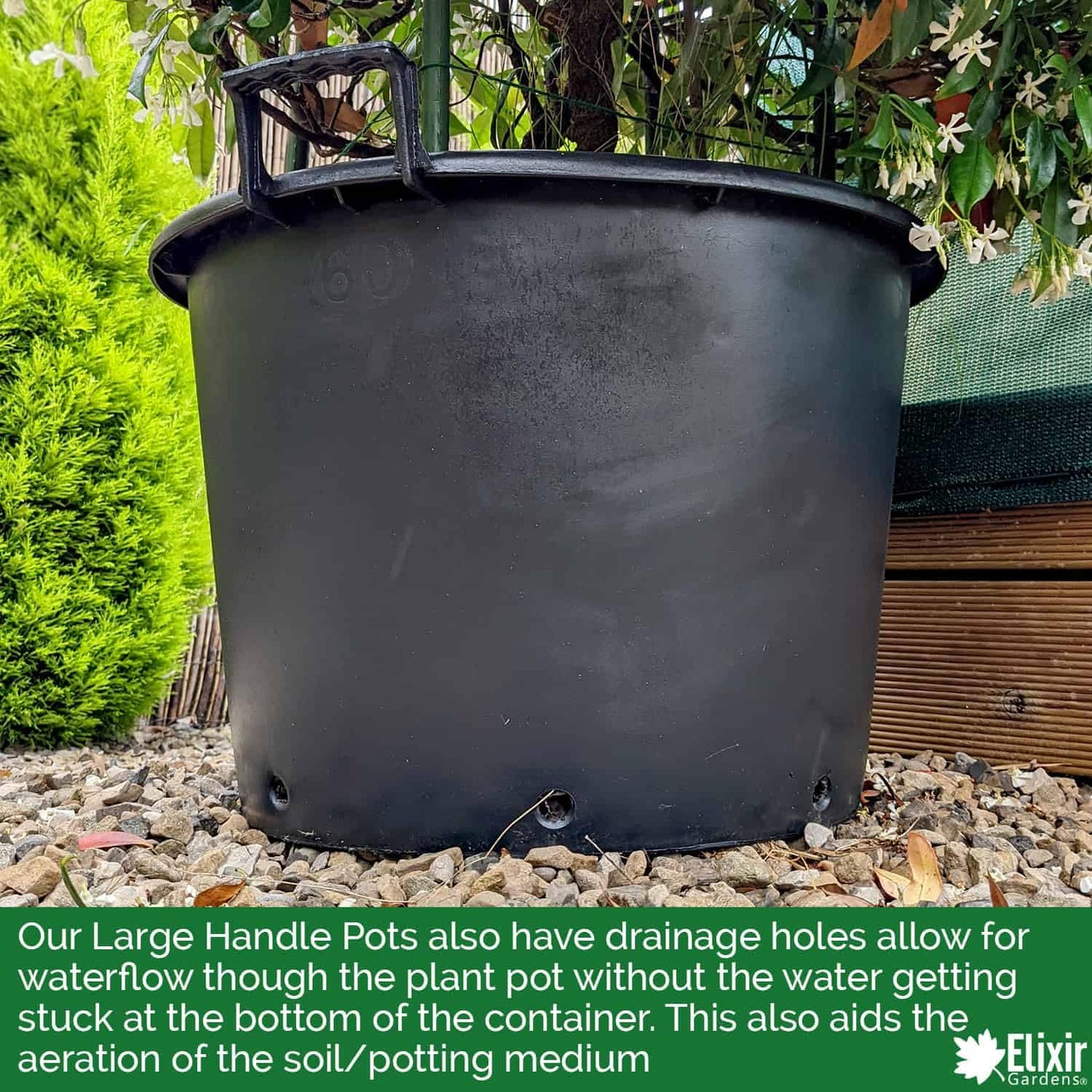 Elixir Gardens Large Recycled Plastic Plant Pot/Tree & Shrub Pots with Handles | 30, 35, 50, 75, 80, 95, 110 & 130 L Plastic Planter Pots in 1-10 Quantities | 110 Litre x 1