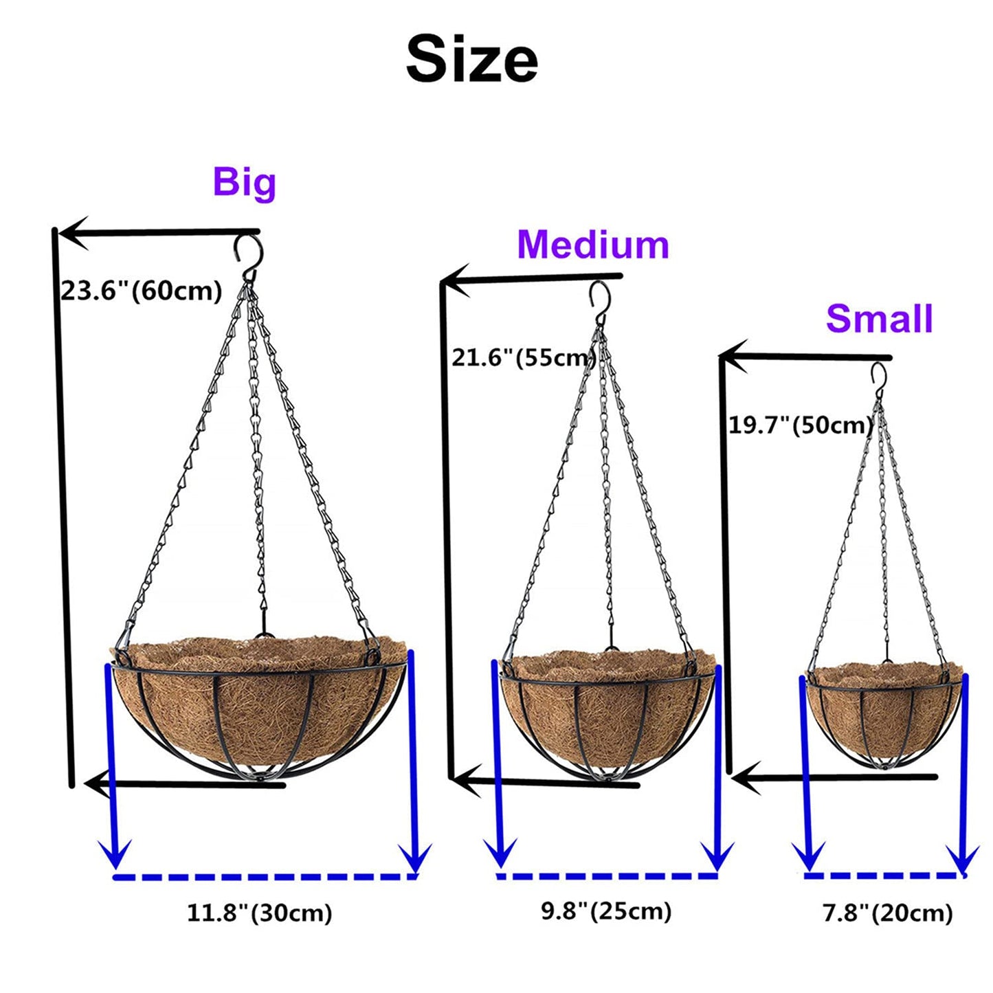 Indoors And Outdoors Decoration Artificial Big Azaleas Yellow And Purple Silk Flowers Plant Cute DIY Chain Hanging Basket With Flower Pot (Big Basket)
