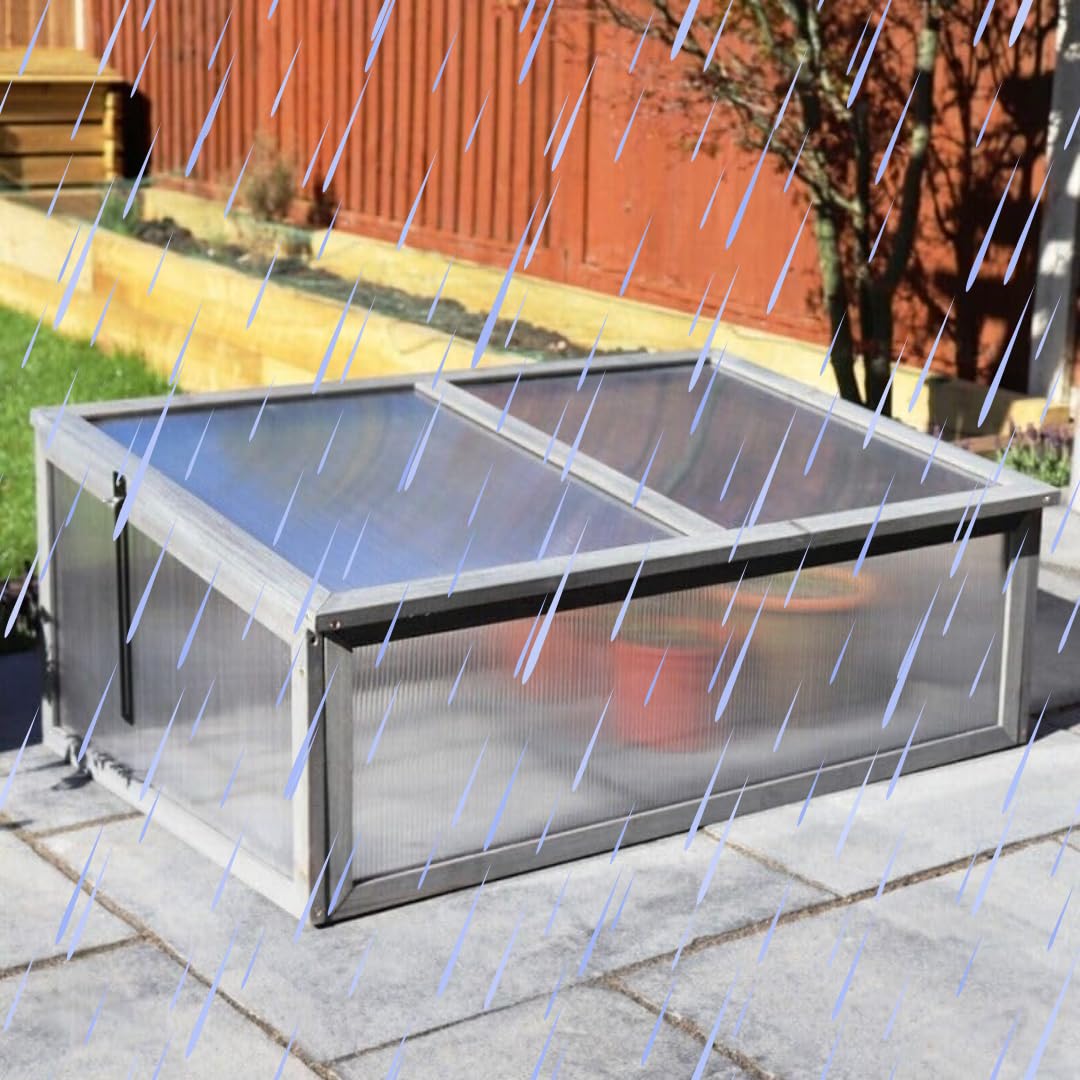 Garden Mile Wooden Mini Cold Frame Small Garden Greenhouse Growing Plant Protection Waterproof Weather Resistant Suitable for Outdoor Vegetables, Flowers and Seed Germination (Grey)