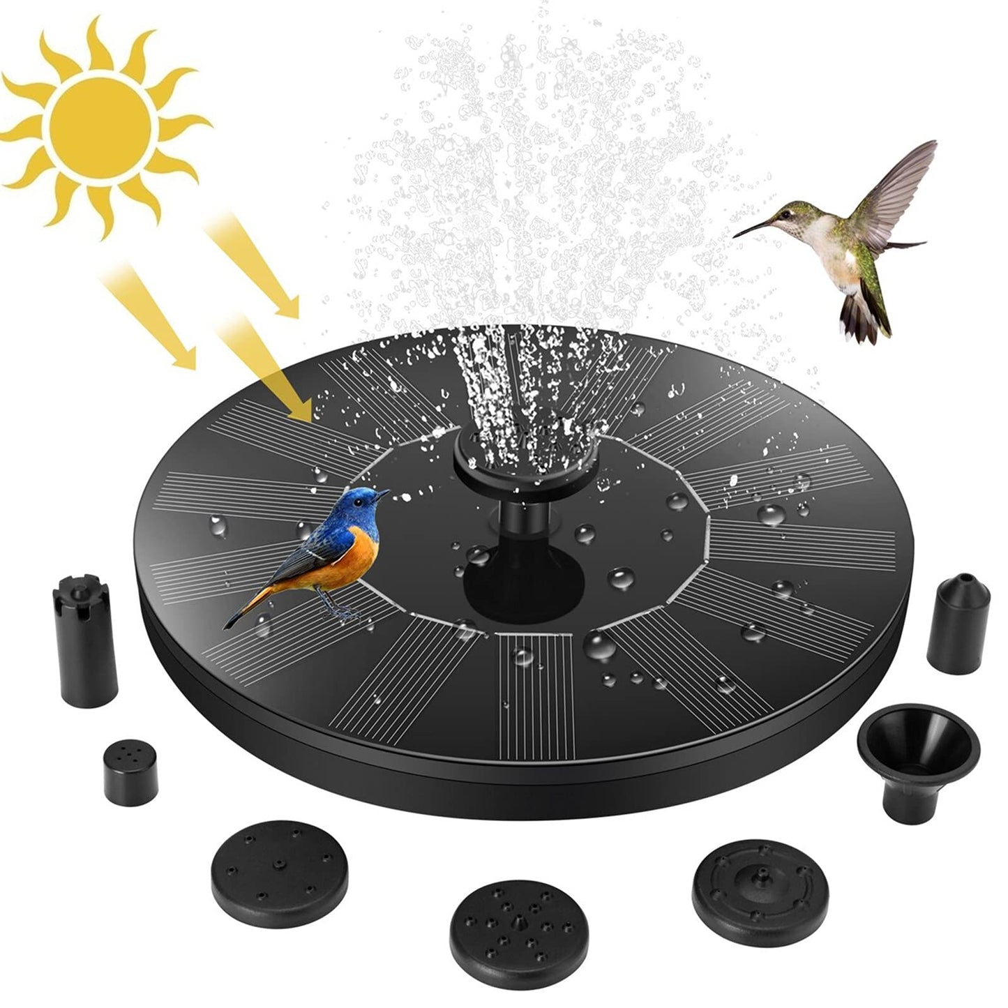 Jsdoin Solar Fountain Pump,Solar Powered Water Features with 7 Nozzles for The Garden, Floating Solar Pond Pump for Bird Bath,Pool, Patio,Pond and Fish Tank
