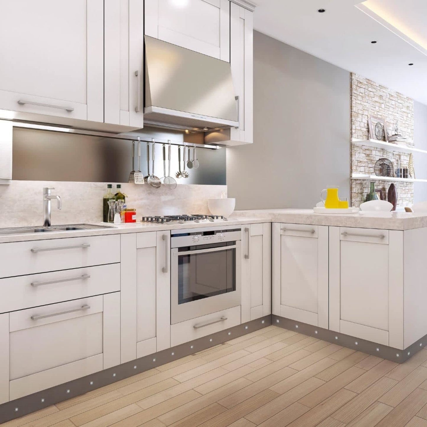 firstchoicelighting Set of 10-15mm LED Decking Plinth Ground Light Kit, Stainless Steel, RGB Colour Changing, IP67 Waterproof Recessed Outdoor Garden Bathroom Kitchen