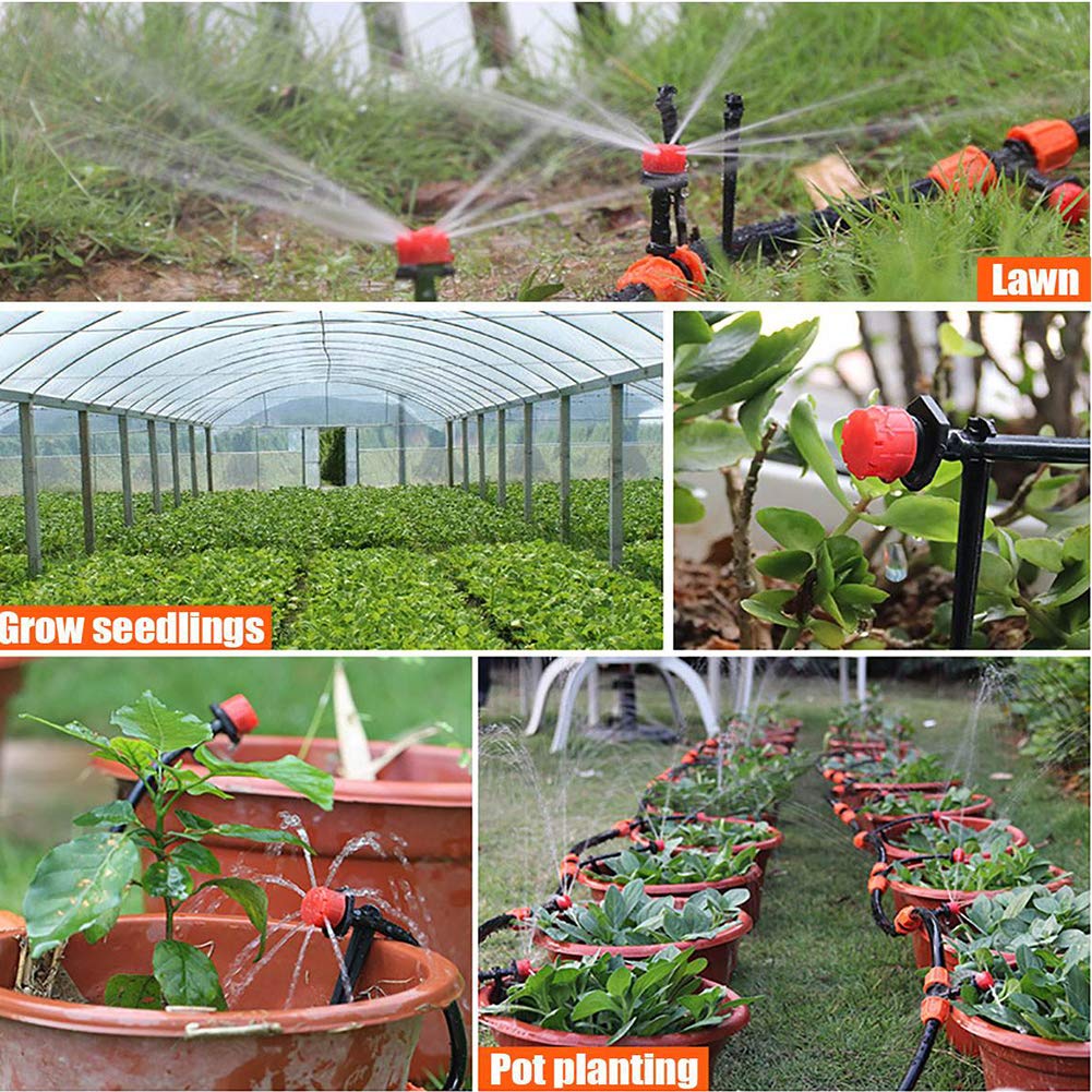 Garden Irrigation System,100ft /30M Micro Drip Irrigation Kit,DIY Plant Atomizing Nozzles Drippers Watering Drip Kit,Heavy Duty Tube Watering Tubing Hose Kit for Greenhouse,Flower Bed,Patio,Lawn