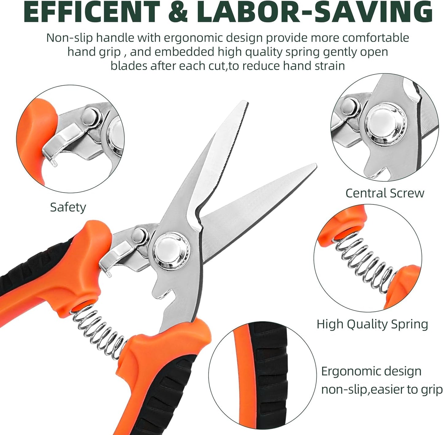 Secateurs Pruning Scissors, 3 Pack Stainless Steel Gardening Pruning Shears, Garden Scissors, Hedge & Garden Shears, Clippers for Plants, Gardening, Trimming, Garden Tools