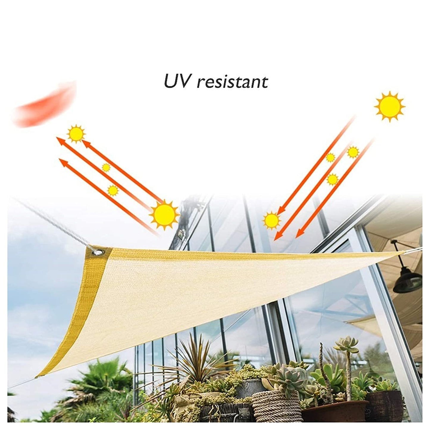 Shade Sail Rectangle 1x1m,2x3m Sun Shade Sail Outdoor Canopy Awning Block Patio and Pergola Cover,Sand color 1m,2m,3m,4m)