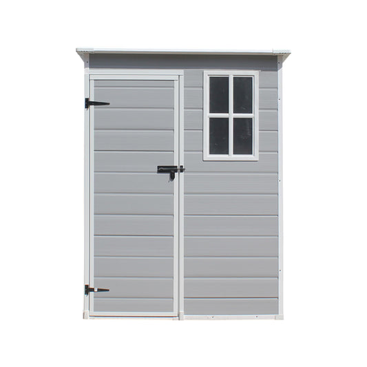 Panana Plastic Garden Storage Outdoo Shed House, Grey, 5X2.6FT