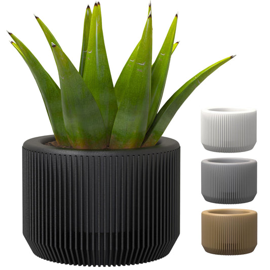 SPACE & Co. PACHA 11cm Small Indoor Planter – Black – Made in UK – Includes Inner Pot for Healthier Plants – Lightweight & Durable Plastic – Modern Round Design (1 Pack)