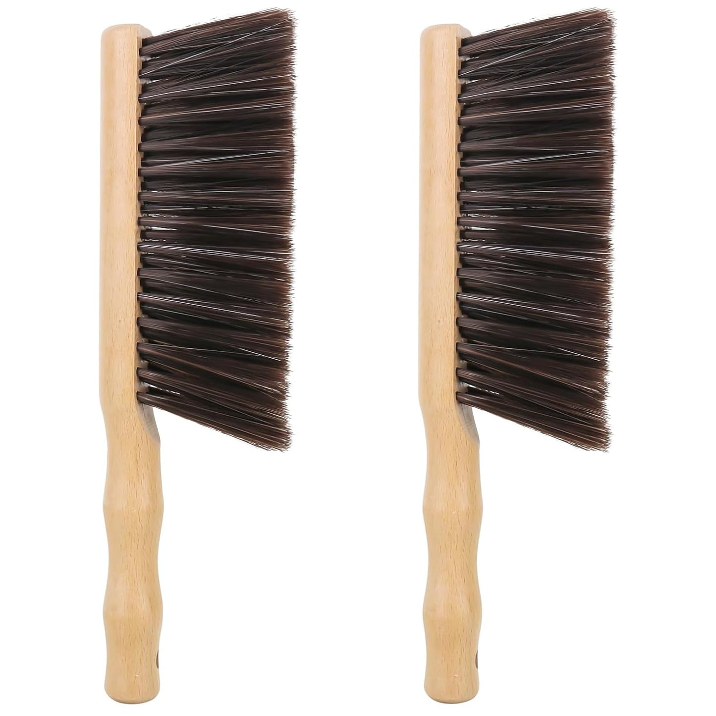 DMJJSD® 2Pcs Hand Brush, Beech Wood Soft Brush -11.8" Hand Broom Natural Solid Wooden Round Handle Brushes, 5 Rows of Soft Bristle Dust Brush Soft Broom for Counter Bed Sofa Bed Pet Fireplace Car