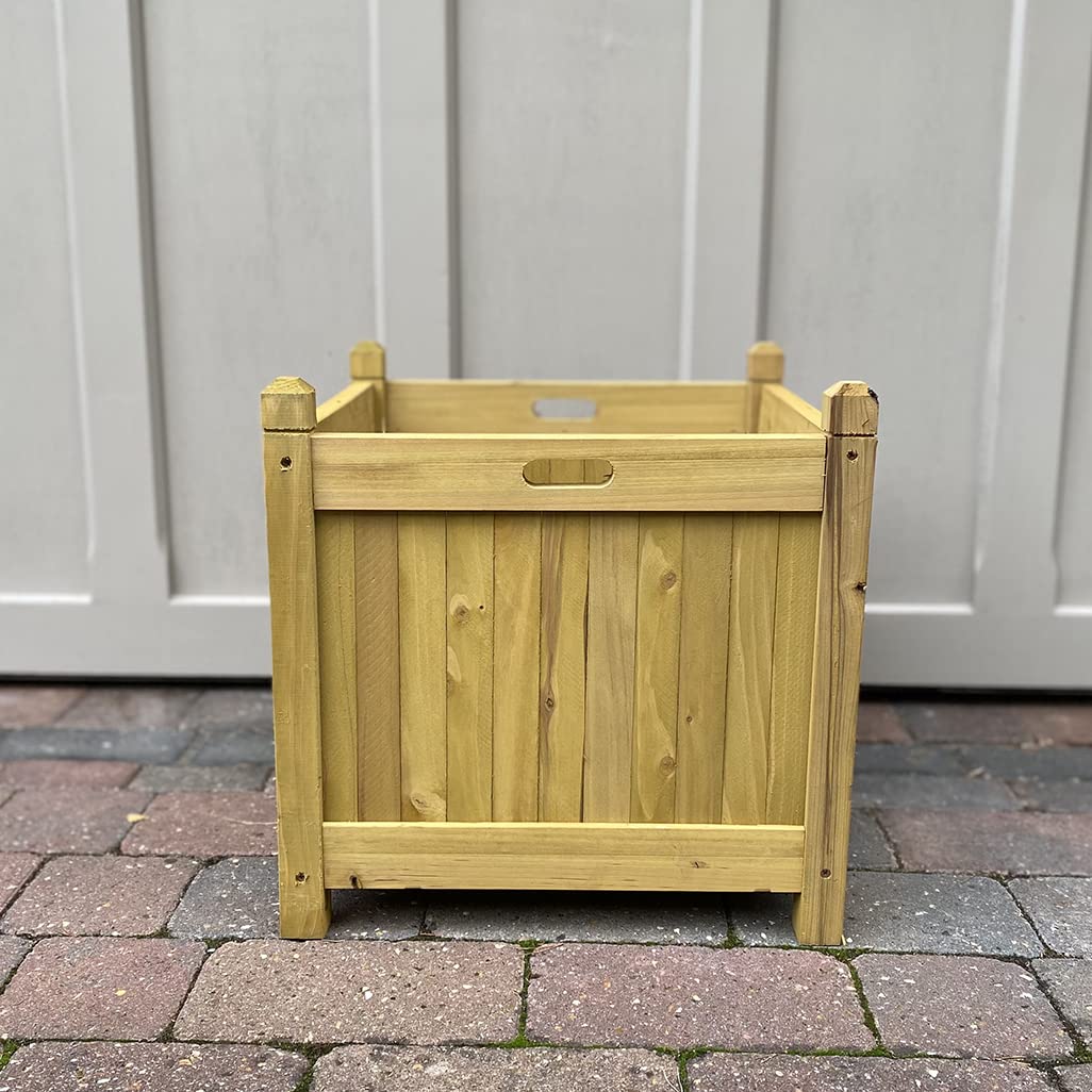 Selections 43cm Square Wood Garden Planter Boxes Tan (Pack of 2)