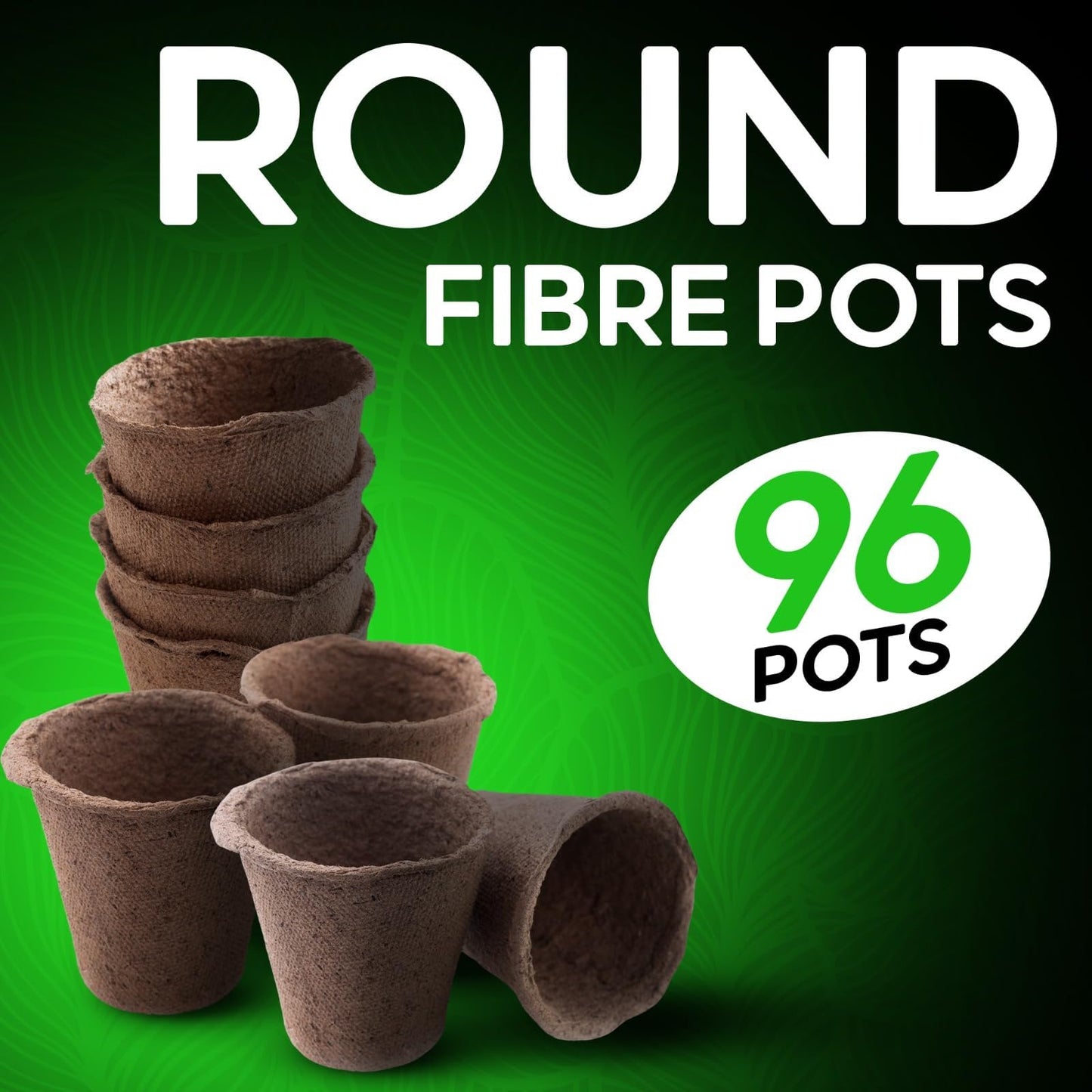 ZYBUX 96 piece Round Fibre Pots for Garden - 6 cm Wide Biodegradable Small Plant Pots for Seedling - Cultivation Gardening Seeding Cups Containers - Nursery Pots