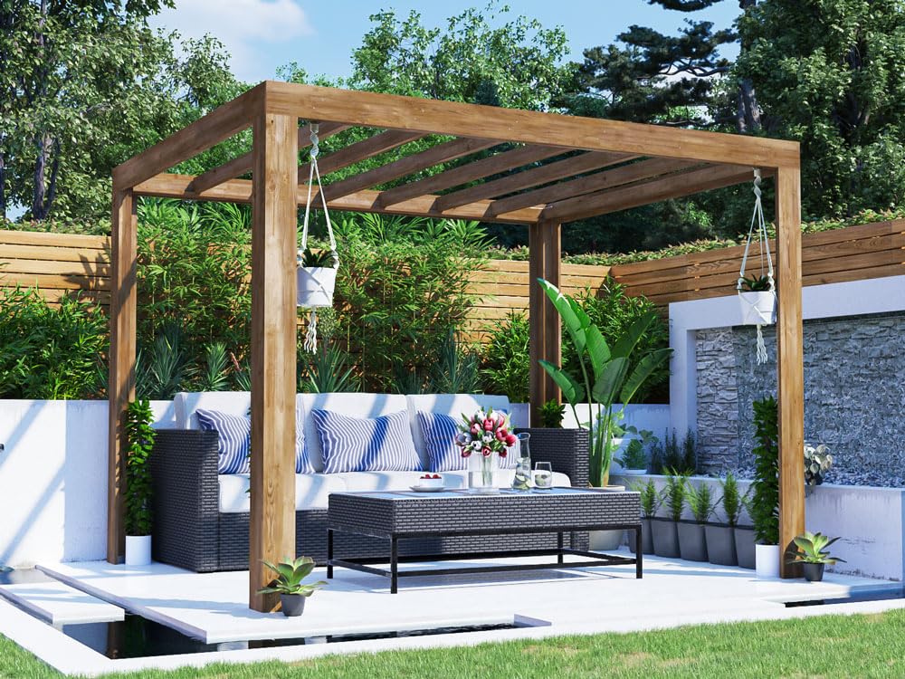 Dunster House Pergola 3 x 2.5 Metres Pressure Treated Wooden Garden Structure TerraCube