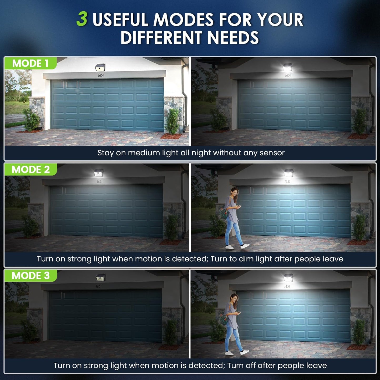 CLAONER Solar Lights Outdoor, Super Bright 126LED Solar Security Lights PIR Motion Sensor with 3 Lighting Modes, 270° Lighting Angle, Wireless IP65 Waterproof Wall Lights for Outside (6 Pack)