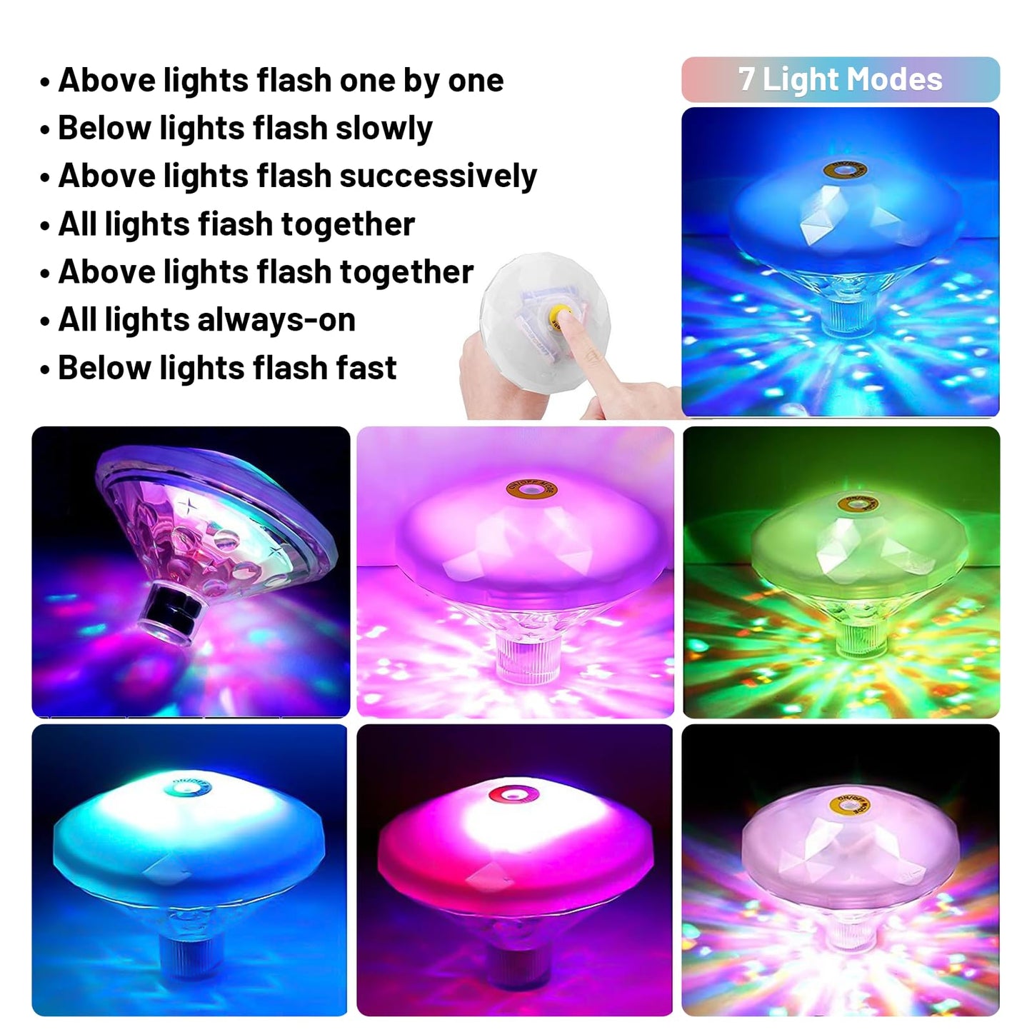 Esoes LED Bath Lights Corlorful Floating Pool Tub Light RGB Hot Tub Disco Light Waterproof Underwater Lamp Decorative for Bathing Time, Ponds, Pools Party