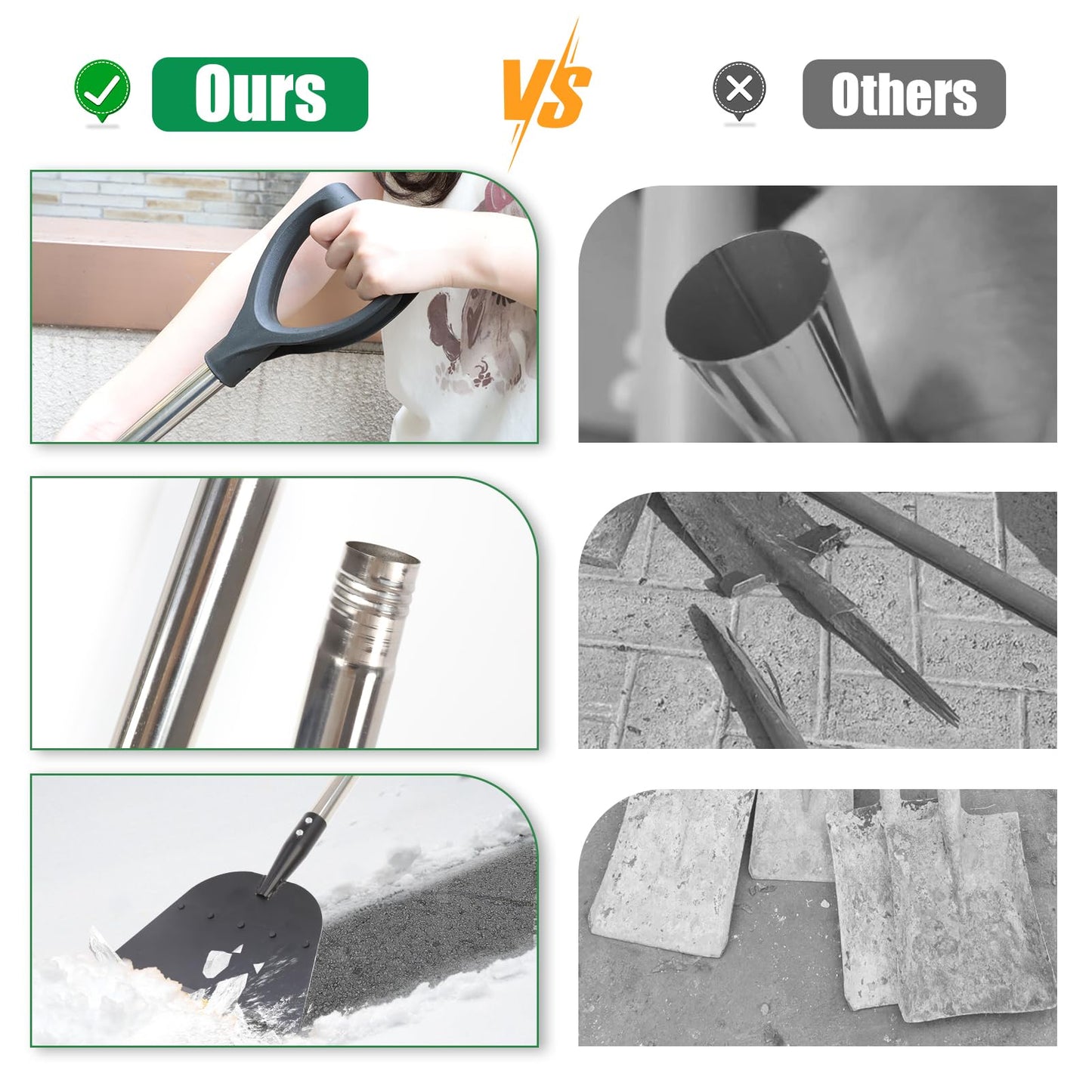 Garden Tools Weed Shovel with Adjustable Handle, Multifunctional Outdoor Garden Cleaning Shovel Scraper, Weed Remover Tool, Heavy Duty Ice Snow Removal Tool