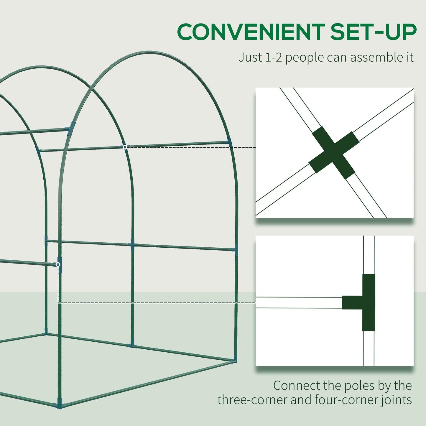 Outsunny Walk in Polytunnel Greenhouse, Tomato Greenhouse with Roll-up Window and Door, PE Cover, Steel Frame for Garden, 1.8 x 1.8 x 2 m, Green