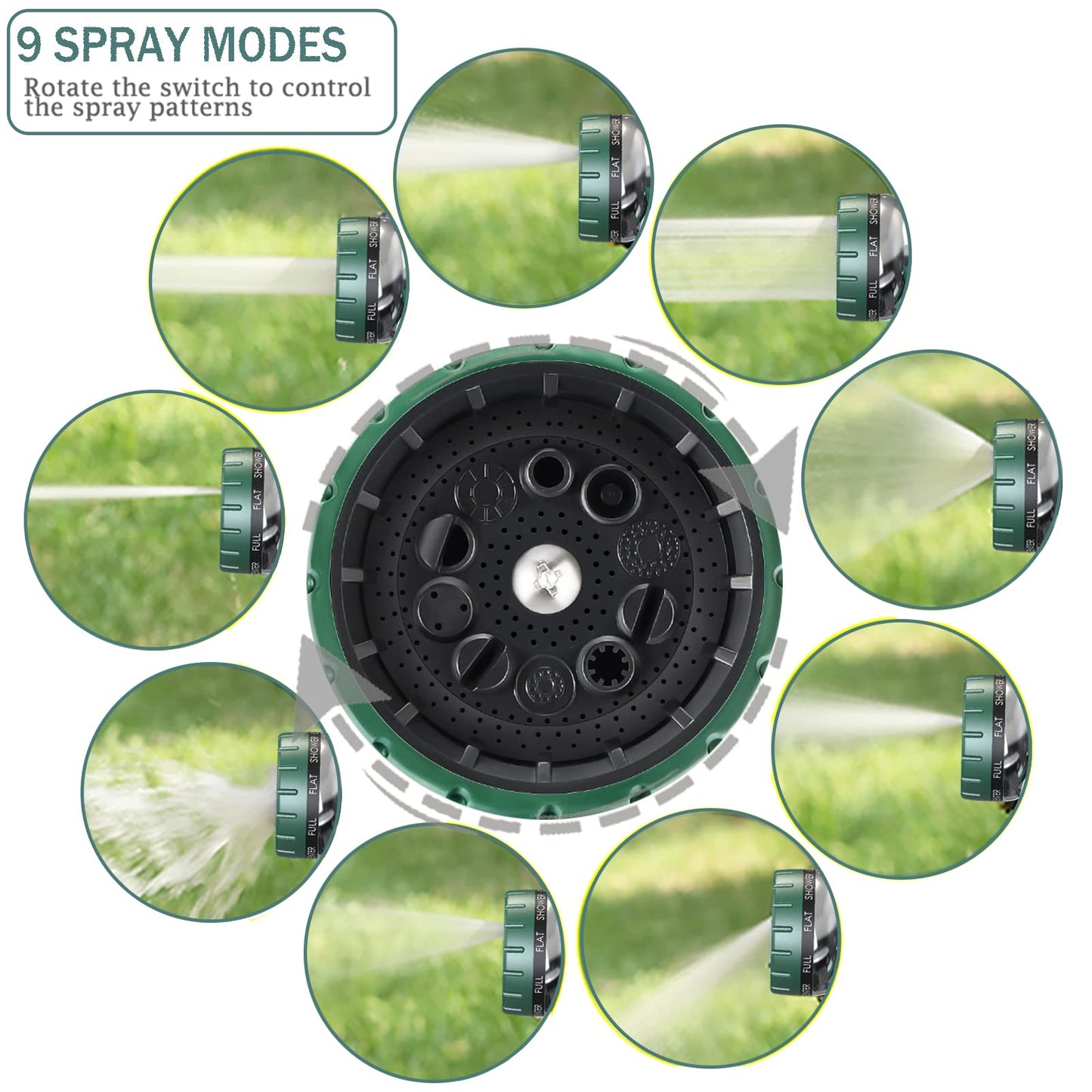 Hose Pipe Spray Gun Metal Garden Hose Nozzle with 9 Patterns Garden Hose Spray Gun for Hose Pipe for Watering Plants Washing Cars Pets