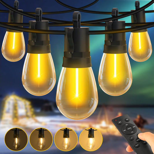 SAEIHGAE Outdoor Festoon Lights Mains Powered: 100ft 30m 30-2 S14 LED Bulbs Garden String Lighting Outside Dimmable with Remote IP65 Waterproof for Patio Gazebo Pergola Backyard