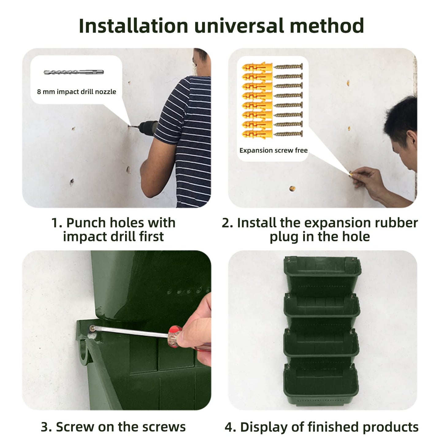 WMLBK Hanging Planter Bags with mounting screws, Vertical Living Green Wall with 4 Pots Self Watering Vertical Pocket Garden Wall Planter Outdoor Hanging for Indoor and Outdoor