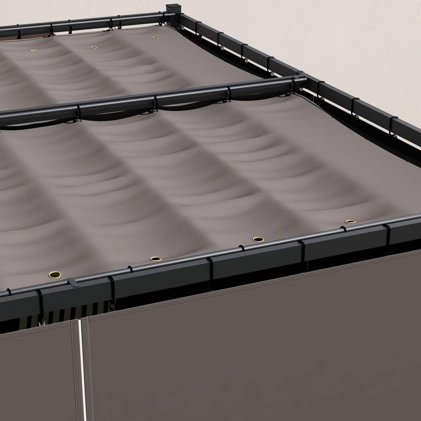 Outsunny 3 x 3(m) Pergola with Retractable Roof Canopy and Curtains, Metal Frame Garden Gazebo Outdoor Sun Shade Shelter for Grill, Patio, Deck, Light Grey