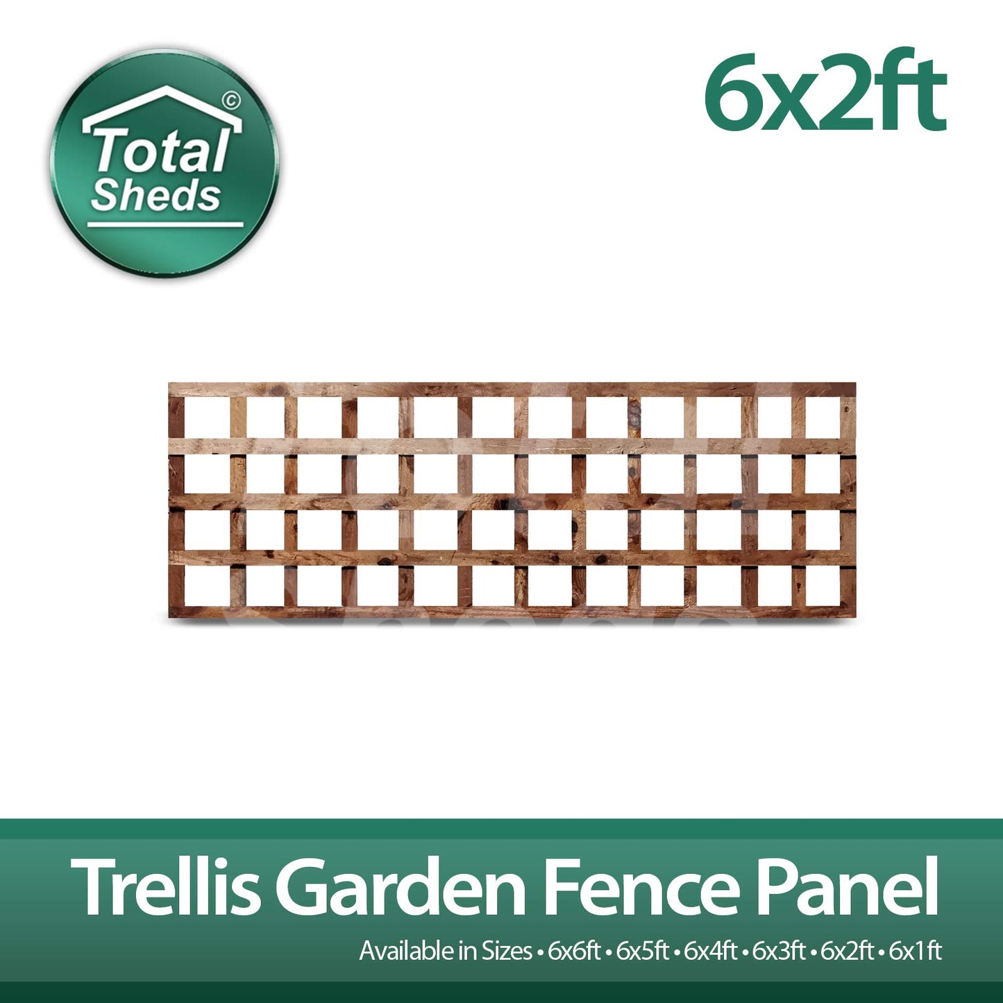 Total Sheds 6x2 Pack Of x3 (1.83m x 0.60m) 6ft x 2ft Wooden Square Trellis Fence Panels