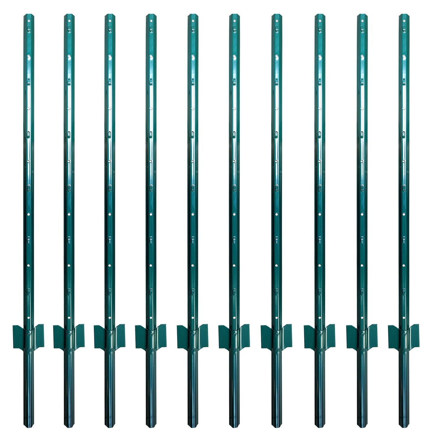 ARIFARO Fence Posts 4 Feet Sturdy Duty Metal Fence Post, Pack of 10, No Dig Garden U Post for Wire Fencing Steel Post for Yard, Outdoor Wire