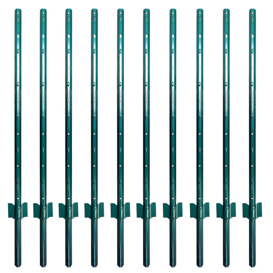 ARIFARO Fence Posts 4 Feet Sturdy Duty Metal Fence Post, Pack of 10, No Dig Garden U Post for Wire Fencing Steel Post for Yard, Outdoor Wire