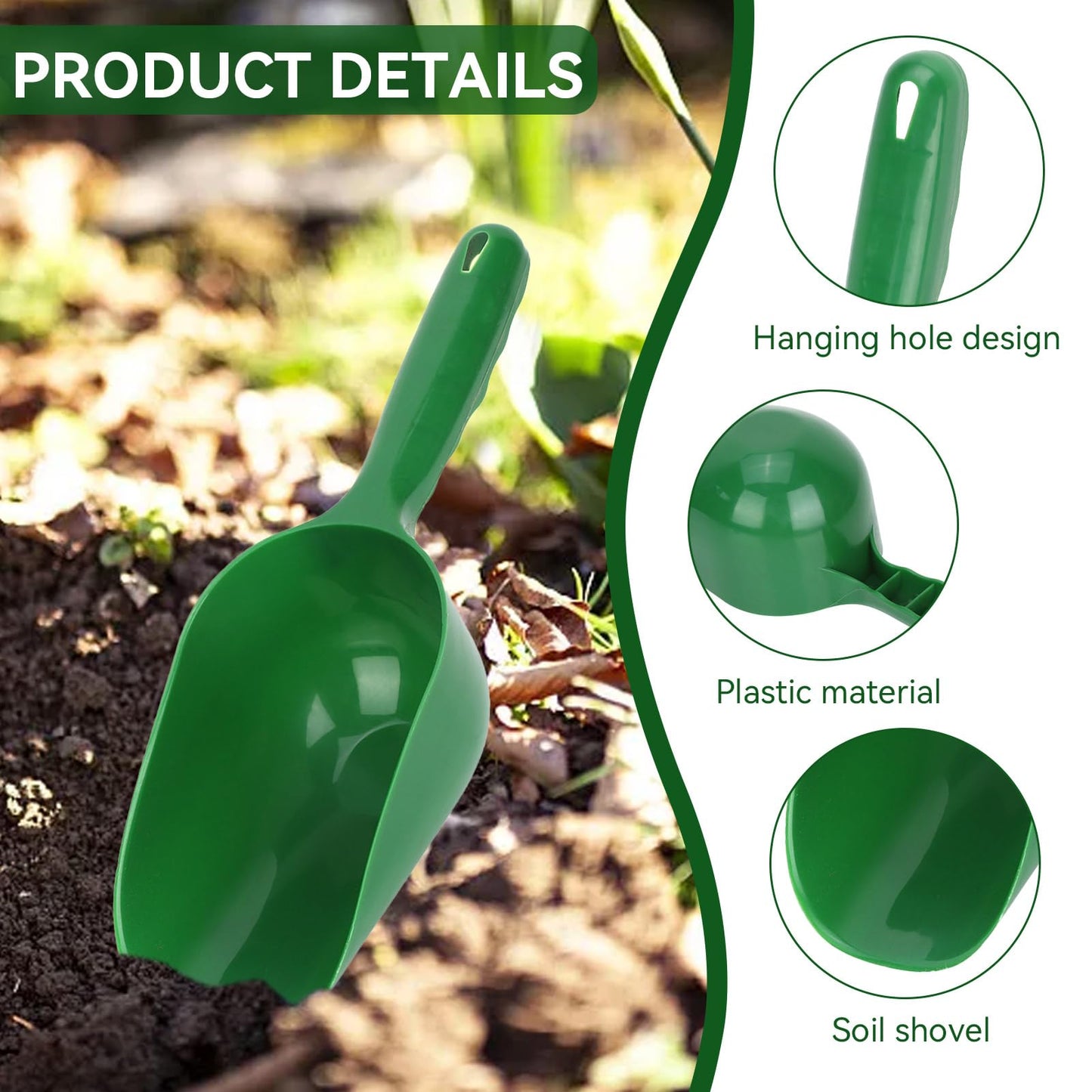 Soil Scoop, 2Pcs Plastic Soil Scoops Scoop for Dirt Gardening Shovels Soil Scoop Plastic Hand Scoop for Garden Trowel Scoop Shovel