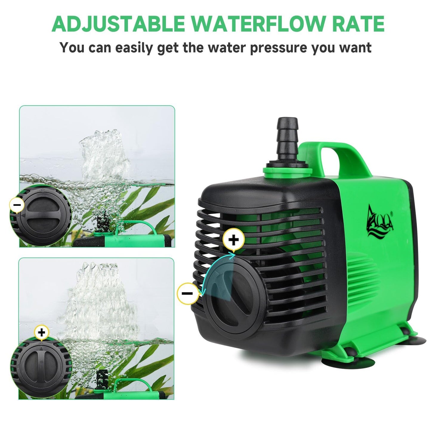 AQQA Submersible Water Pump, 3000L/H Adjustable Ultra Quiet Water Pump for Water Feature, 2.5m High Lift for Fountains Pump for Fish Tank Hydroponics, Small Pond, Waterfalls, Aquariums