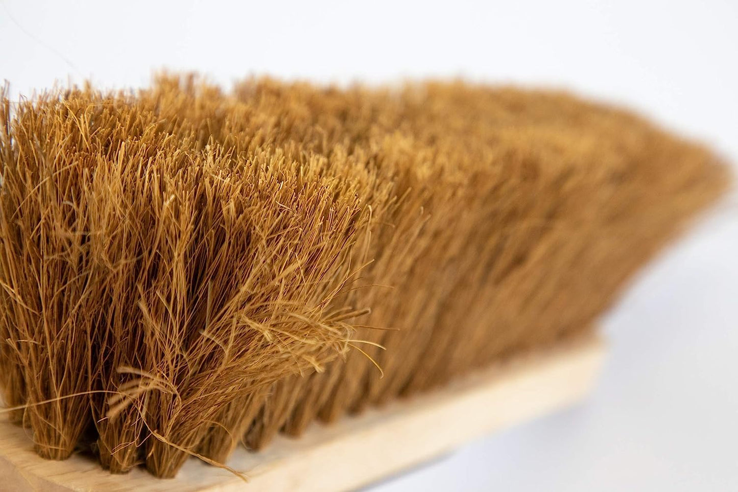 Newman and Cole 12" Wooden Broom Head with Soft Natural Coco Bristle Replacement Wooden Broom Head Indoor or Outdoor Soft Bristle Broom Floor Sweeping Brush with Plastic Fixing Bracket Connector