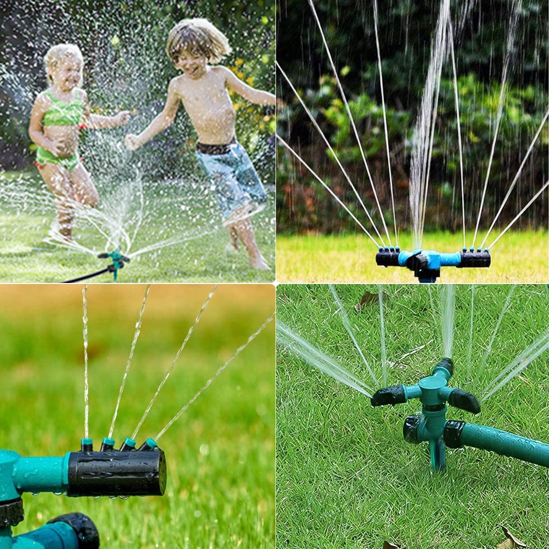 Garden Sprinkler Lawn Water Sprinkler Automatic 360 Rotating 3 Arms Sprayer Adjustable Sprinkler Irrigation System for Watering Veggies Flowers Grass Lawn Plants