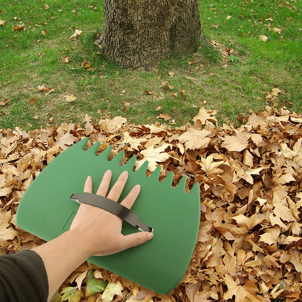 KINGLAKE Garden Leaf Grabbers, Leaf Collector Garden Leaf Scoops with handles, Large Plastic Hand Held Rakes for Picking up Leaves Garden Rubbish Yard Waste Tidy, Lightweight, Green