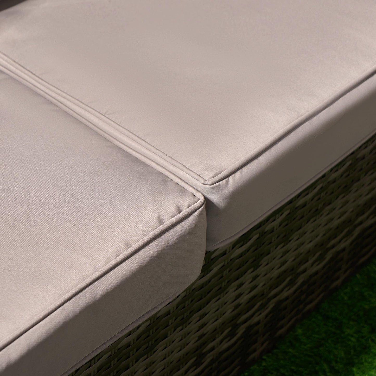 OHS Rattan Garden Furniture, 5 Seater Garden Corner Sofa with Table Set Outdoor Seating Patio Conservatory Wicker Table Soft Cushions - Grey