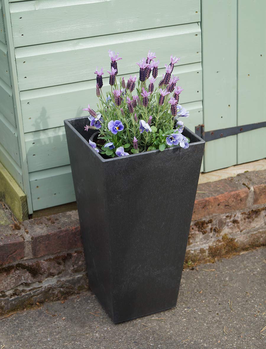 ECO GARDEN Recyled Rubber Plant Pot, Slate, 50cm