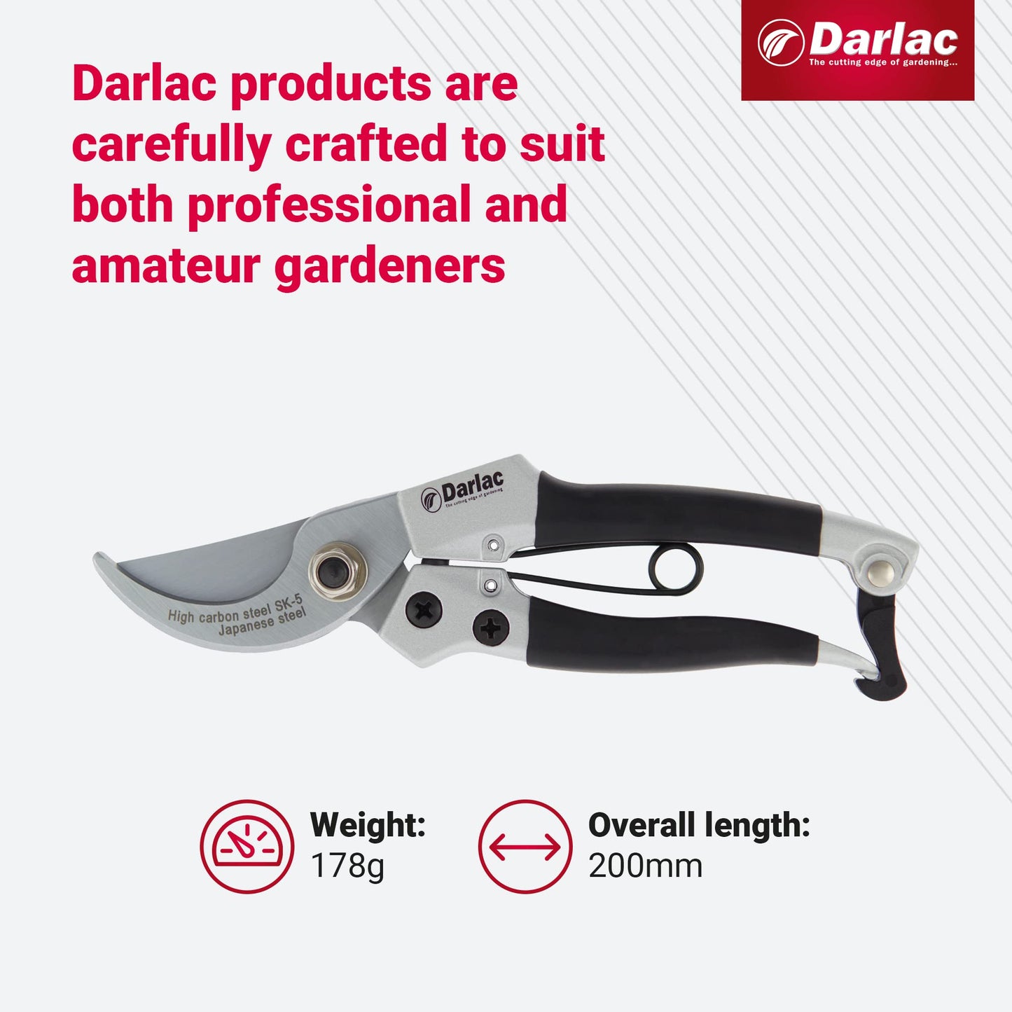 Darlac Compact Plus Pruner - Razor Sharp, Lightweight Bypass Secateurs - Ideal for General & Fine Pruning, Flower Arranging - SK5 High Carbon Japanese Steel - Easy Use Catch - 20mm Cut Capacity