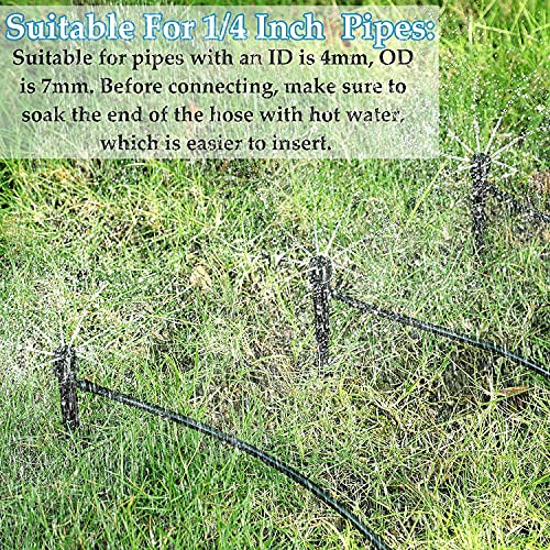 KAHEIGN 60Pcs Water Irrigation Drippers, 8 Holes Adjustable Drip Emitters Micro Flow Drip Irrigation 360 Degree Watering System for 4mm /7mm Tube