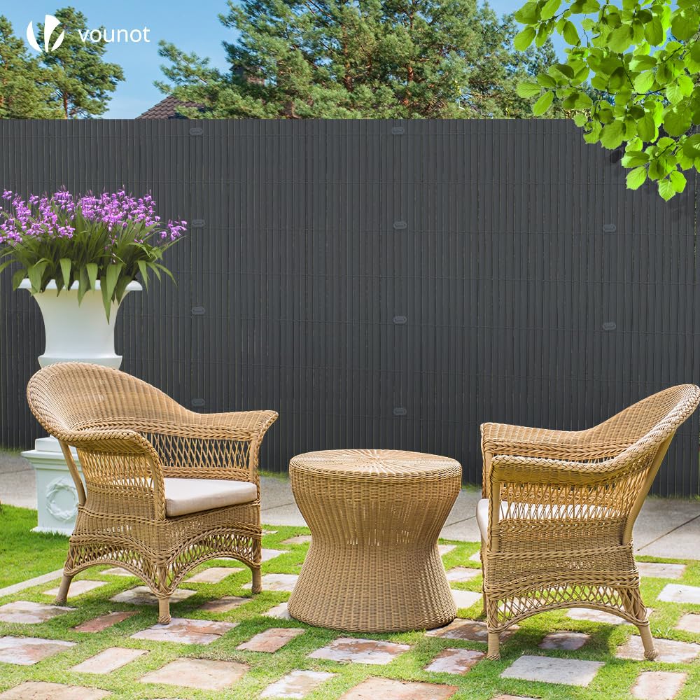 VOUNOT® PVC Privacy Screening Fence 100 x 500 cm, Reinforced Struts Privacy Protection for Garden, Balcony and Terrace, Wind and Sun Protection Outdoor, Grey