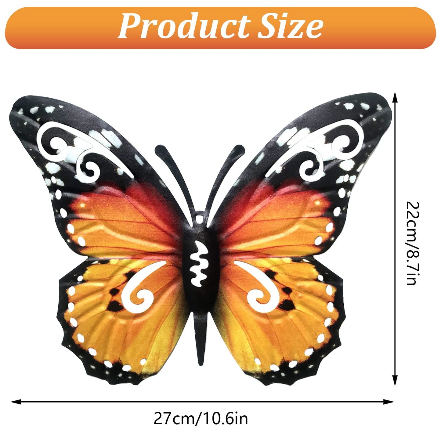 VEGCOO Large Metal Butterfly Garden Decorations Fence Decorations Outdoor Large Garden Ornaments Garden Wall Art for Outdoor Garden Fence Sheds Wall(Blue)