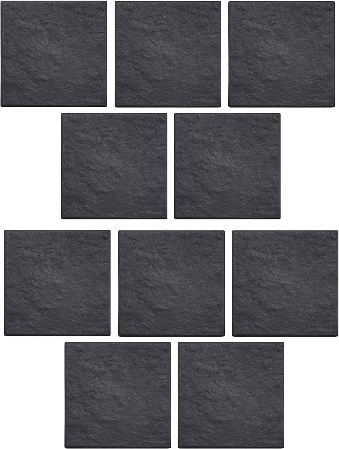 Black Marble Effect 30x30x2.5cm Square Stomp Stone – Pack of 10 Slates - Garden Path/Walkway Tiles– Easy Install - Hard Wearing (10)