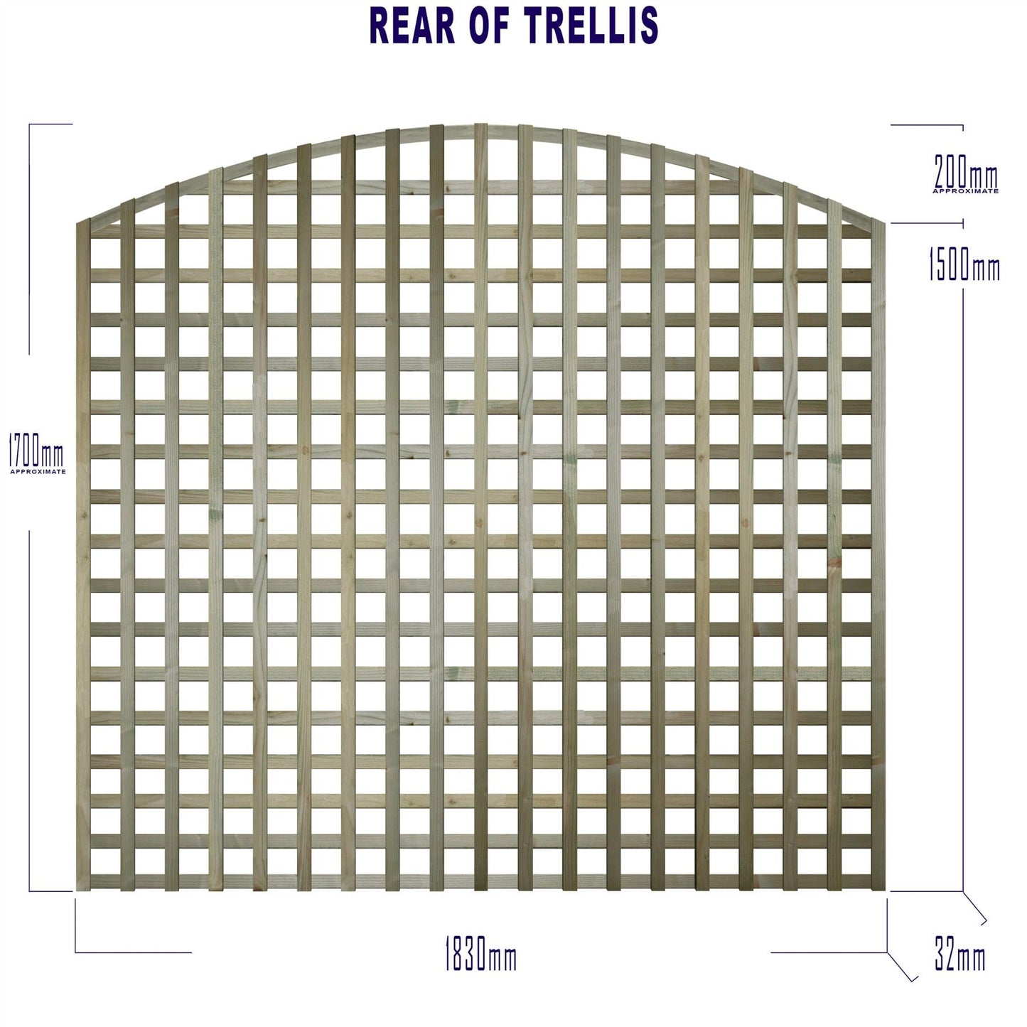 PGS Premier Arch Trellis Garden Lattice Fence Topper Treated[6ft x 5ft (183cm x 150cm),Privacy Trellis 70mm hole]