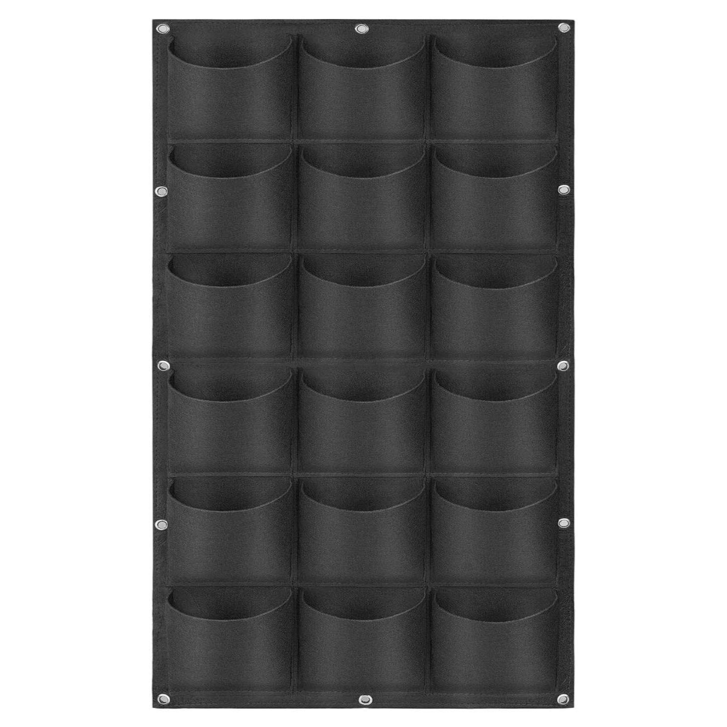 WHATWEARS Hanging Planting Grow Bags, 18 Pockets Hanging Vertical Wall Planter Wall Mounted Grow Bag Outdoor Indoor Gardening Vertical Greening Flower Container, Planting Bags(1.0 m × 0.5 m, Black)