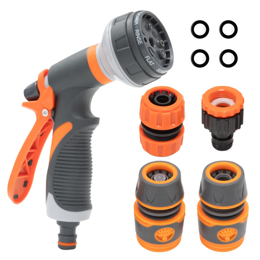 Pelle & Sol Hose Pipe Spray Gun Kit with 8 Adjustable Modes High-Pressure Nozzle & Hose Connector Fittings | Non-Slip Garden Hose Set & Garden Tools |Shower Hose Set for Watering Plants, Car Cleaning
