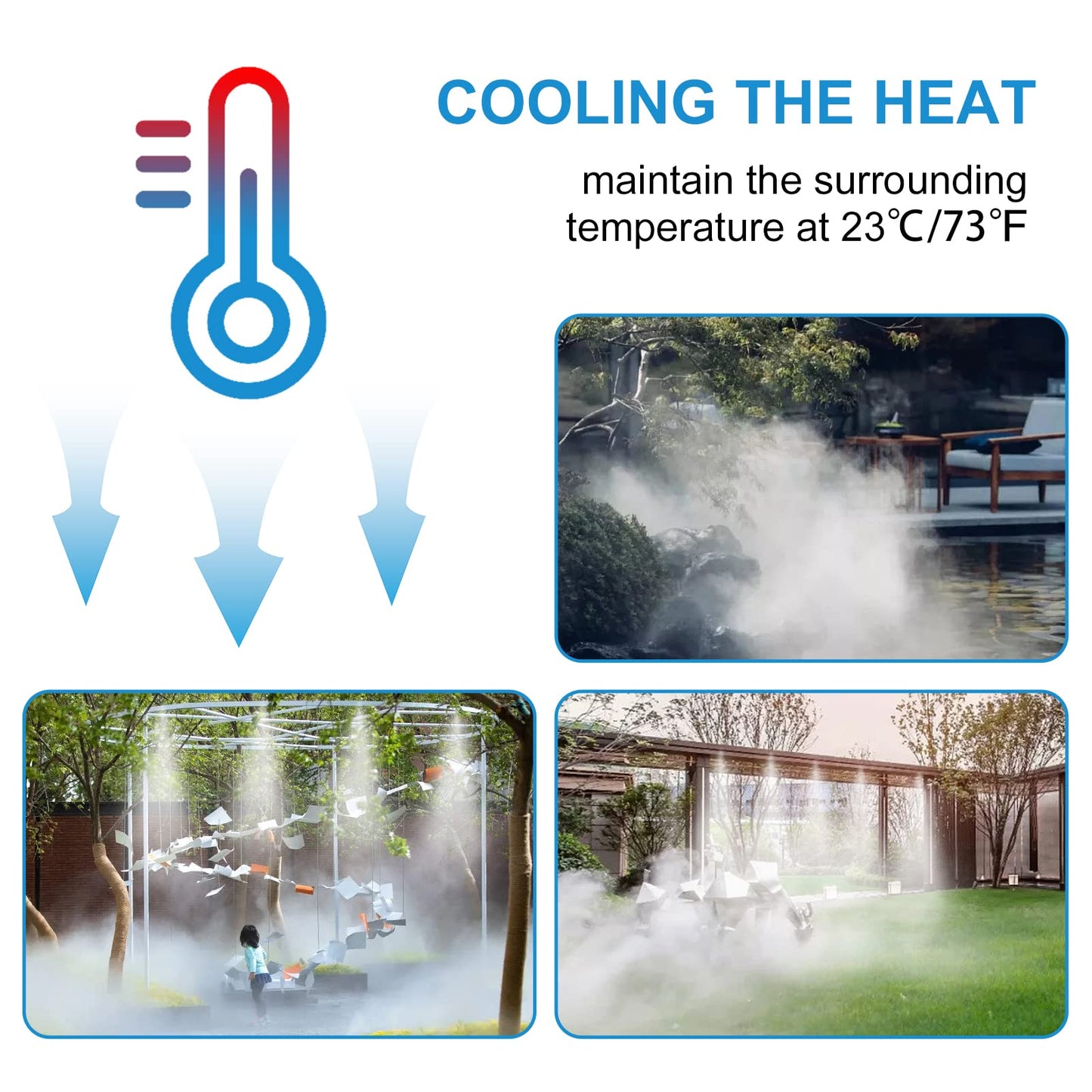 Mdlufee Spray Mist Cooling Irrigation System,66FT/20M Misting System,20 Brass Mist Nozzles,Water Mist Hose for Backyard,Garden,Greenhouse,Umbrella