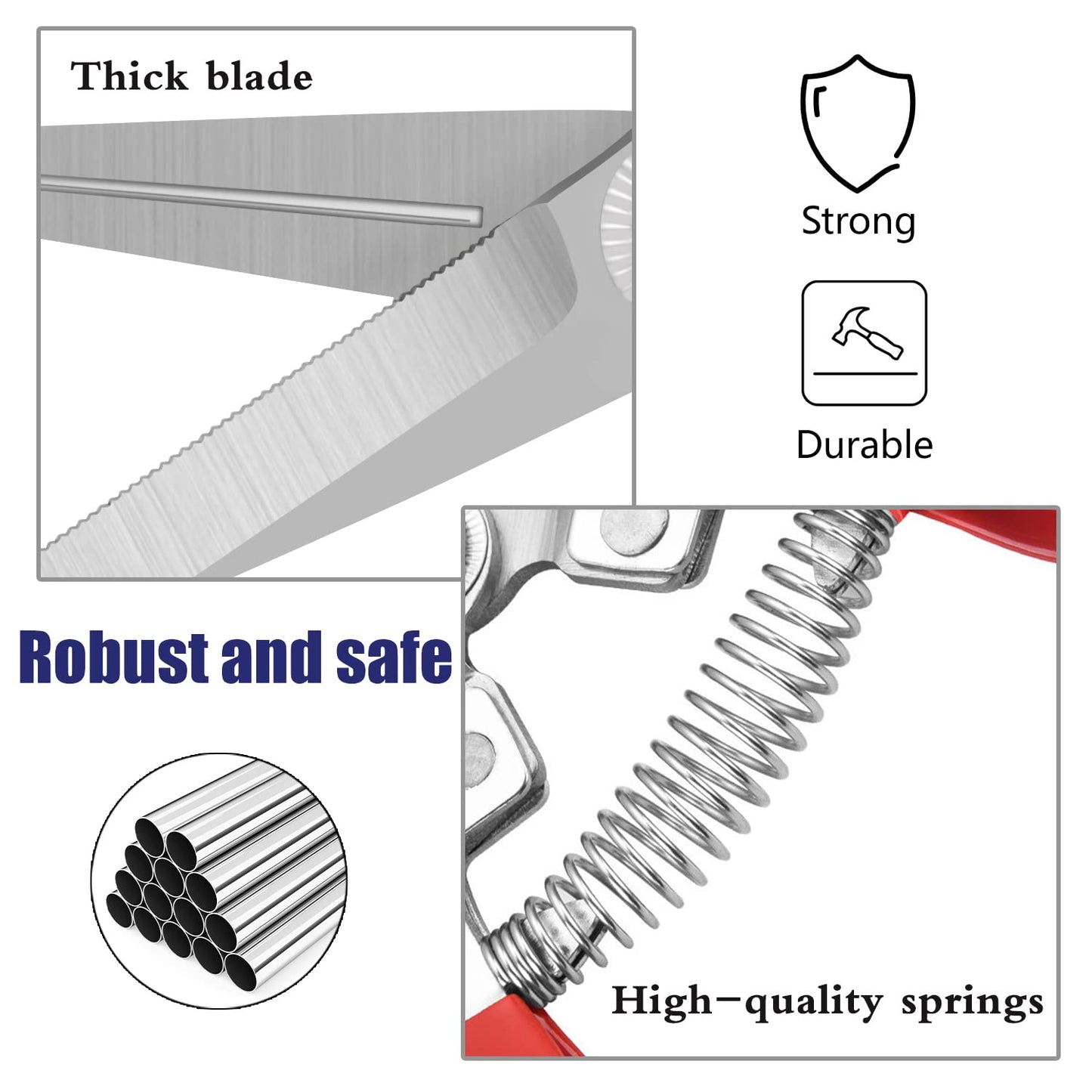 Professionall Pruning Scissors, Stainless Steel Garden Secateurs & Pruning Scissors Small Multi-Purpose Pruning Shears for Plants Flowers Fruits Vegetables(7.87inch)