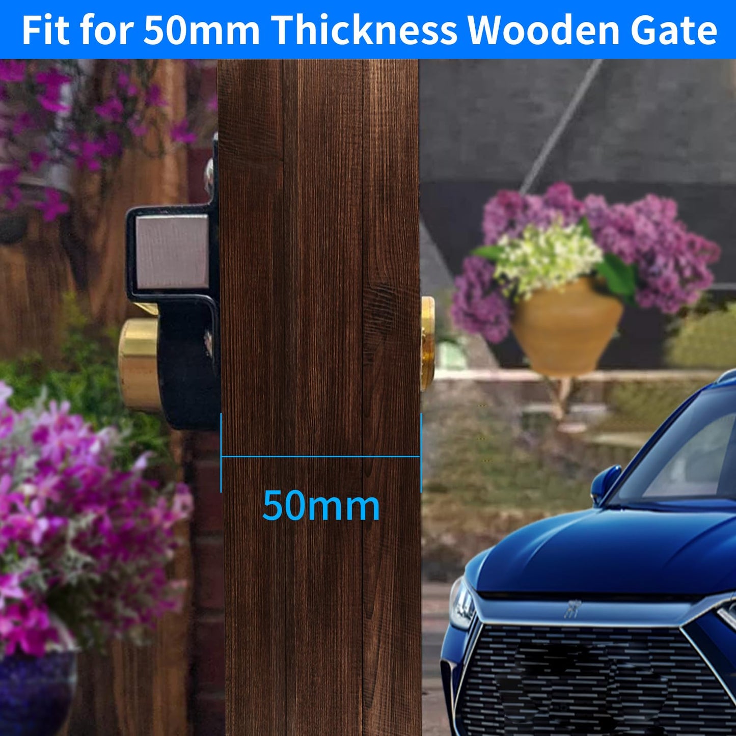 Mortrise Lock, Long Throw Gate Lock for Wooden Gate, Double Sides Locking, 50mm, 5 Keys