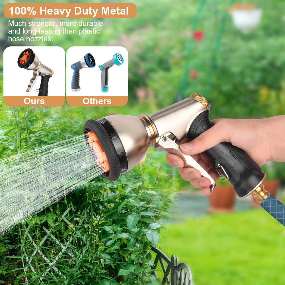 OFFCUP Hose Spray Gun, 9 Modes, Metal Body, Zinc Alloy, Globe Valve, 1/2 Inch Connection, Ideal for Gardening, Cleaning & Washing