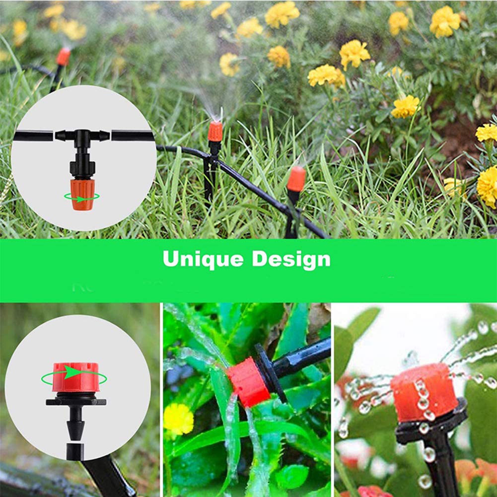 Garden Irrigation System,100ft /30M Micro Drip Irrigation Kit,DIY Plant Atomizing Nozzles Drippers Watering Drip Kit,Heavy Duty Tube Watering Tubing Hose Kit for Greenhouse,Flower Bed,Patio,Lawn