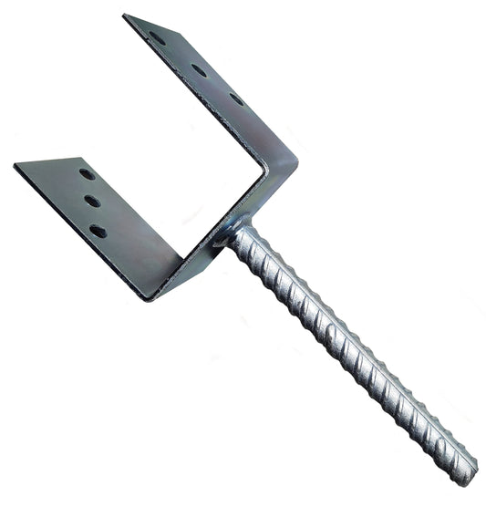 LLB Fence Posts Support U Type Pergola Brackets Extender Foot Shaped Concrete in "U" Heavy Duty Posts Anchor Tool Spikes Steel Galvanised 4mm Thick 100 x 100 x 60mm- 4 Inch x 4 Inch x 2.3 Inch