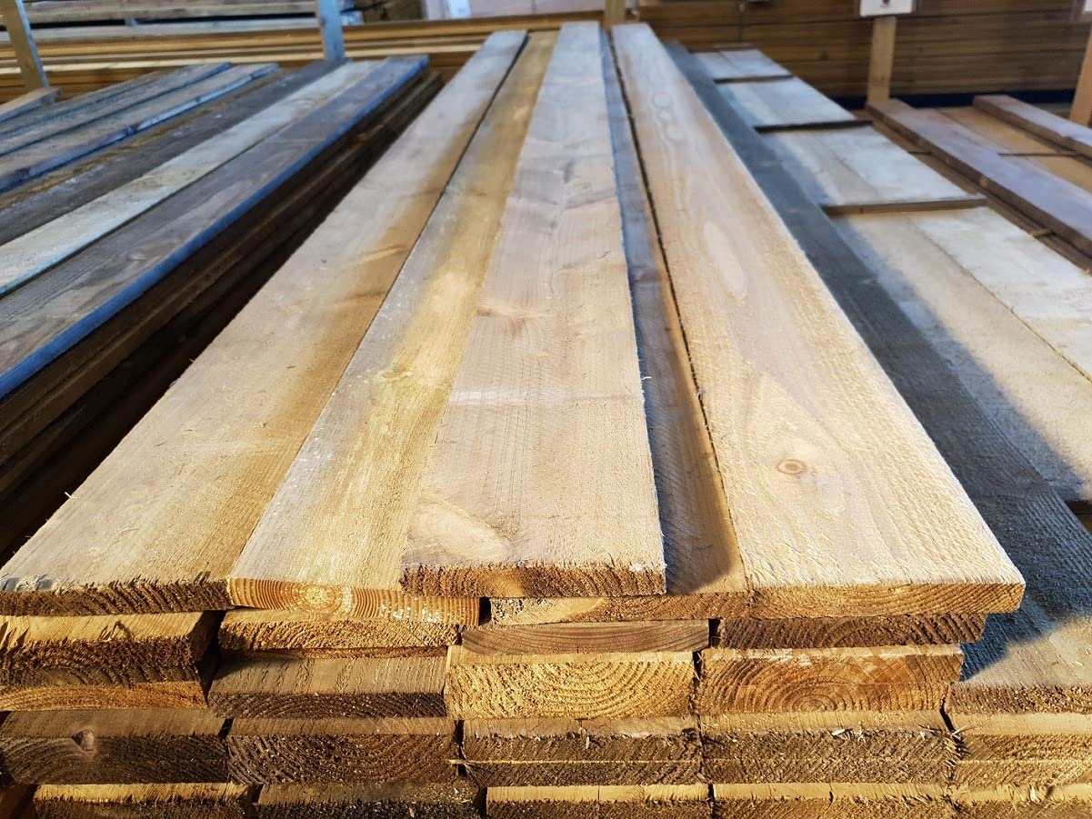 Wooden Gravel Board Treated Timber 150mm x 22mm (6x1 Inch) 2.4m Long Pack of 6