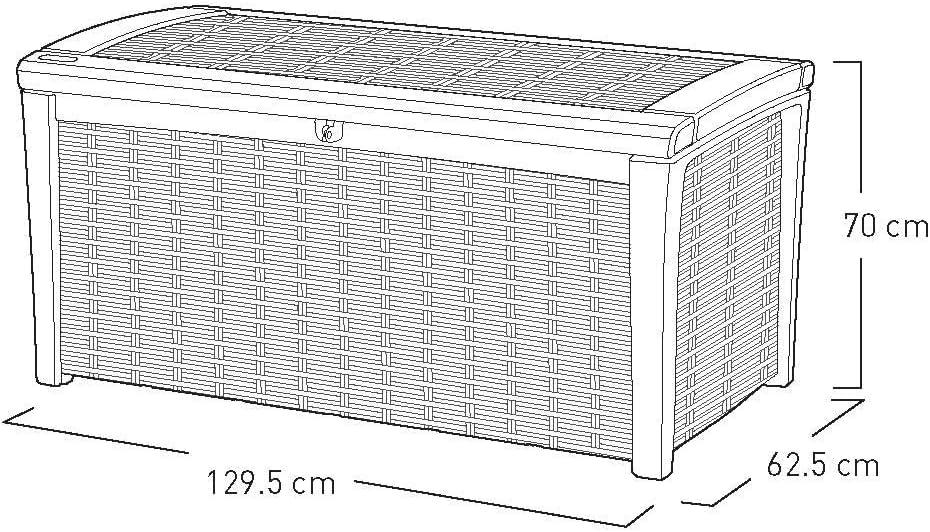 Keter Borneo 416L Outdoor 60% recycled Garden Furniture Storage Box Brown Rattan Effect | Fade Free | All Weather Resistant | Safe and Secure | Zero Maintenance | 2 year Warranty