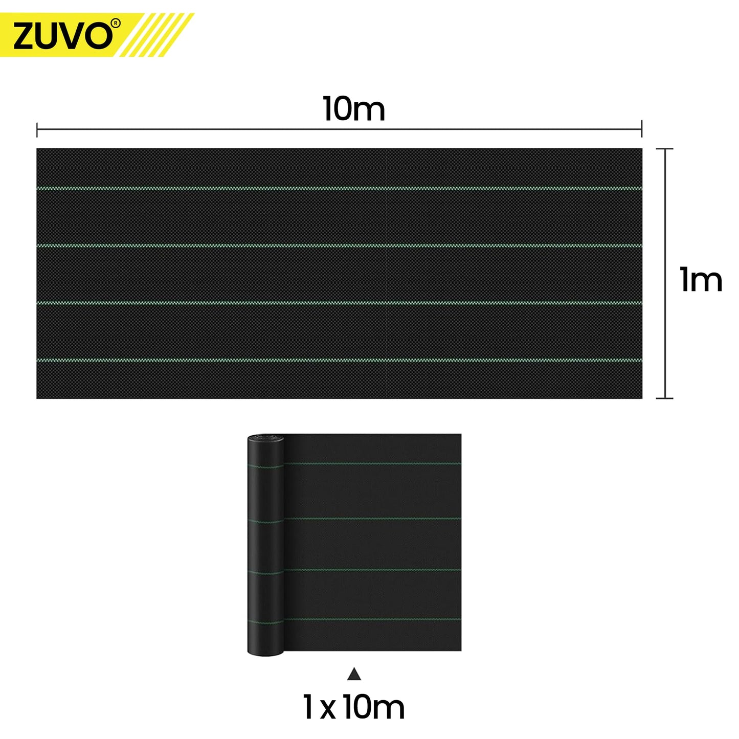 Zuvo Weed Control Membrane - 1M x 10M - Durable Garden Membrane to End Weed Growth - 100gsm - UV stabilised Weed Membrane Landscape Fabric for Gardens, Flower Beds, Any Outdoor Area