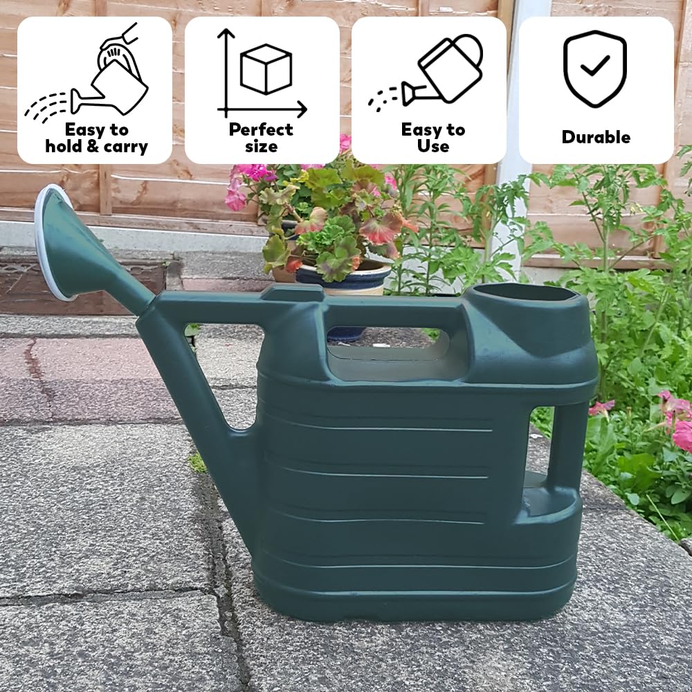 ANGIX 6.5L Watering Can with Sprinkler Head for Indoor & Outdoor Gardening with Double Handles | 6.5L Plastic Plant Watering Can for Houseplant Watering Cans - Green (6.5 Ltr)